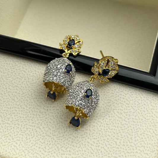 Blue Jhumka Gold Plated Earrings SP-001