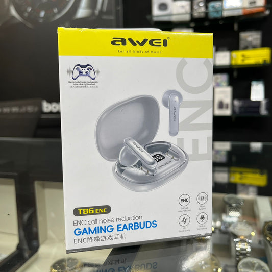 Awei T86 ENC Noise Canceling Earphones Wireless Bluetooth Earbuds HiFi Stereo Headphones with Digital Display Charging Case